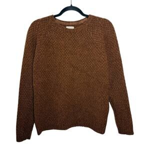 Homecore Brown Textured Wool Knit Crew Neck Pullover Sweater - Small